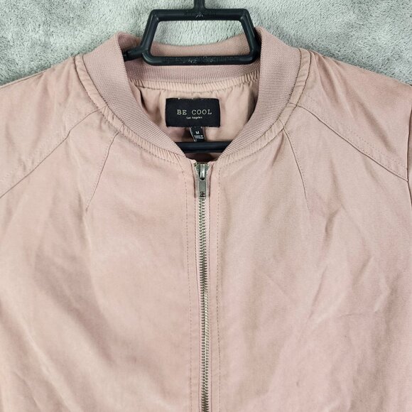 Womens Pink Be Cool Los Angeles Bomber Jacket Full Zip Long Sleeve Size M - Picture 4 of 11
